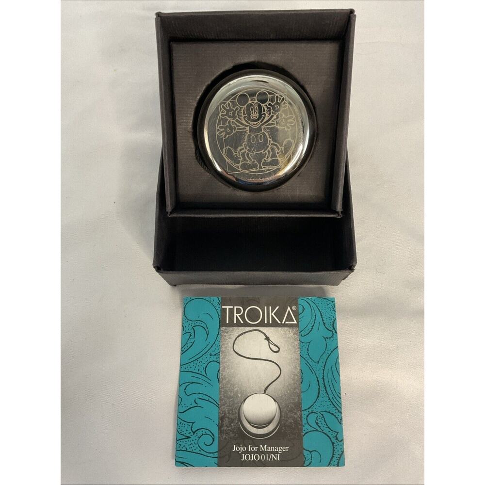 VTG TROIKA DISNEY MICKEY MOUSW STAINLESS STEEL YOYO ENGRAVED BUENA VISTA HOLIDAY